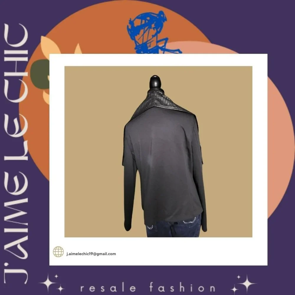 Black Rivet Faux Leather Front Ruffle Jacket - Picture 4 of 4